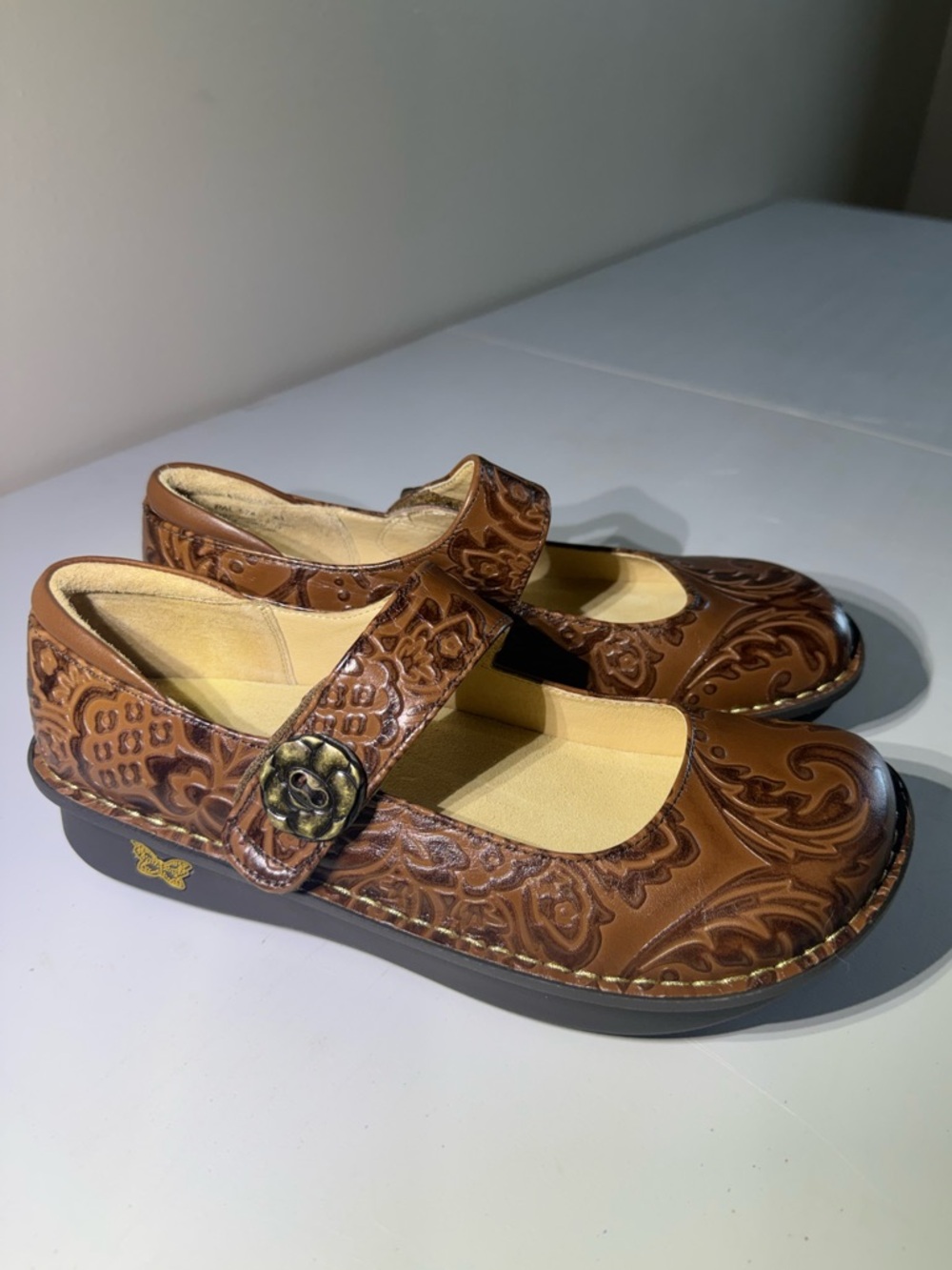 Alegria by PG Lite Brown Mary Jane Platform Shoes